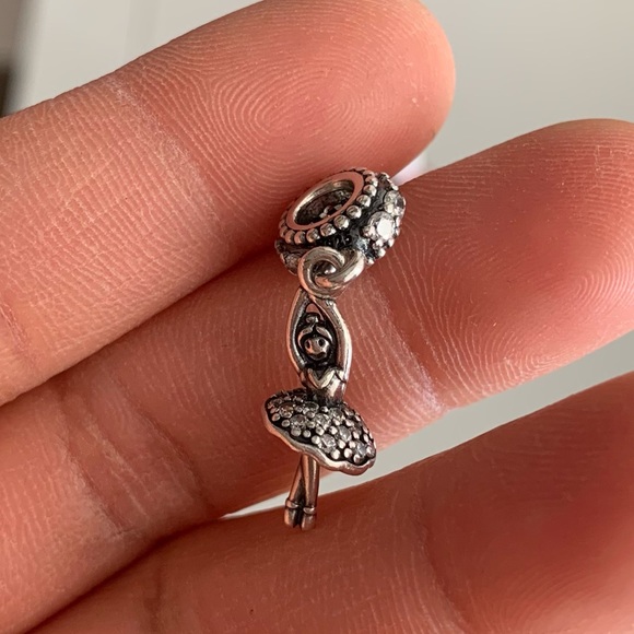 Retired Pandora Ballerina Ballet Dangle Charm 925 with Clear CZ Stones EUC - Picture 6 of 9